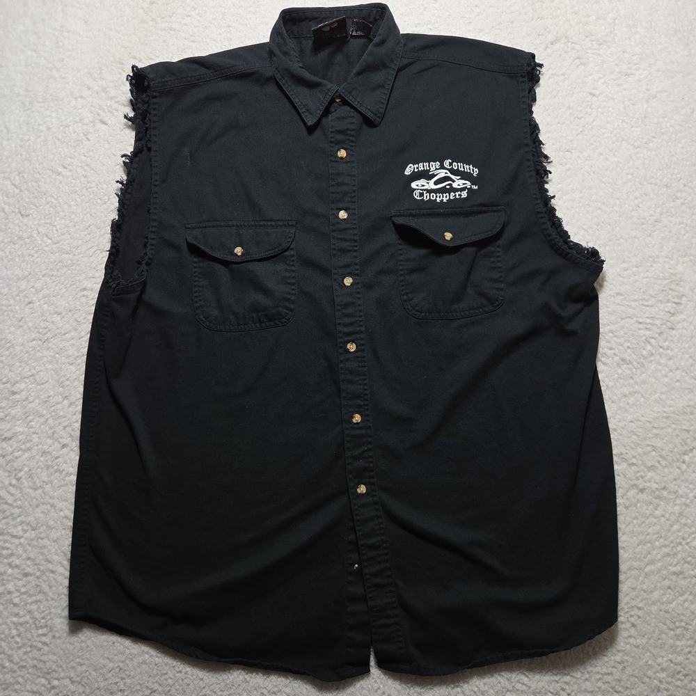 2000s Orange County Choppers Button Up Cut Off Vest  XXL Bioworld Merchandising